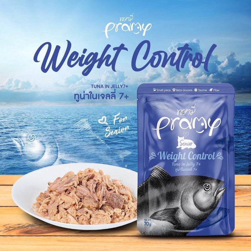 Pramy Functional พรามี่ [12 ซอง] อาหารเปียกแมว เกรดซุปเปอร์พรีเมี่ยม ปลาเนื้อขาวล้วน ไม่เติมเกลือ ขนาด 70 กรัม