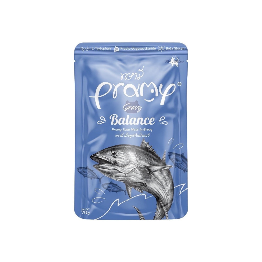 Pramy Functional พรามี่ [12 ซอง] อาหารเปียกแมว เกรดซุปเปอร์พรีเมี่ยม ปลาเนื้อขาวล้วน ไม่เติมเกลือ ขนาด 70 กรัม