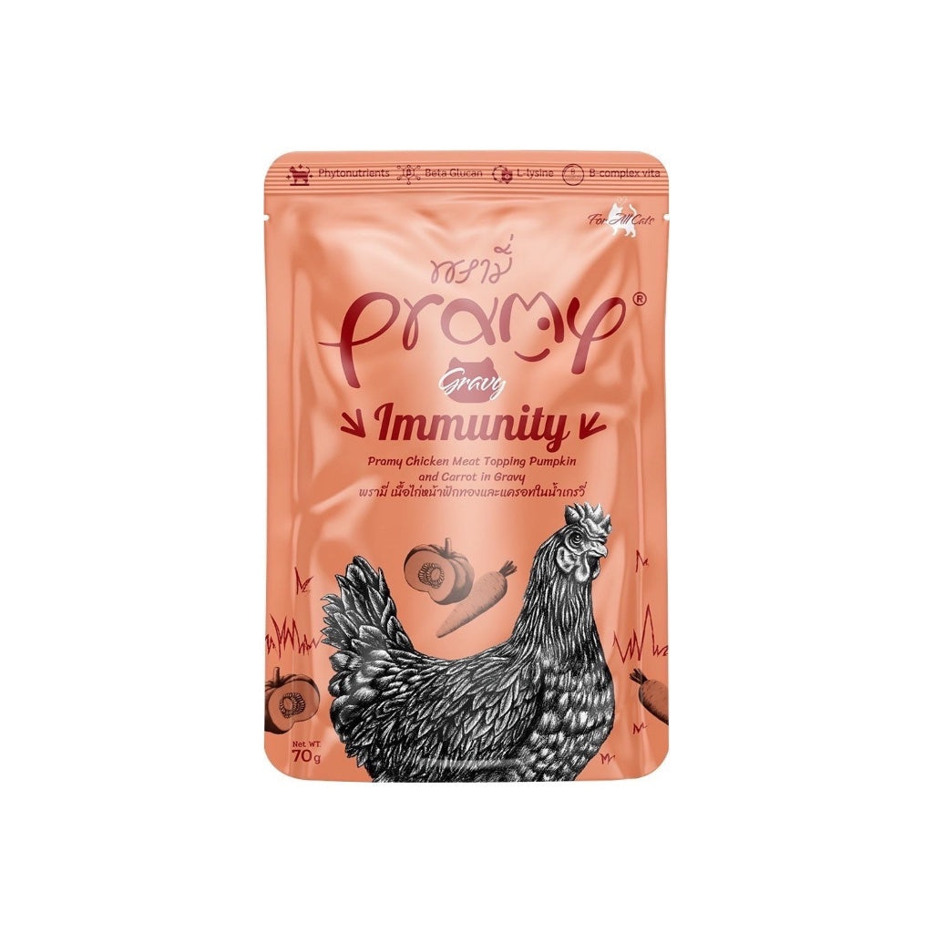 Pramy Functional พรามี่ [12 ซอง] อาหารเปียกแมว เกรดซุปเปอร์พรีเมี่ยม ปลาเนื้อขาวล้วน ไม่เติมเกลือ ขนาด 70 กรัม