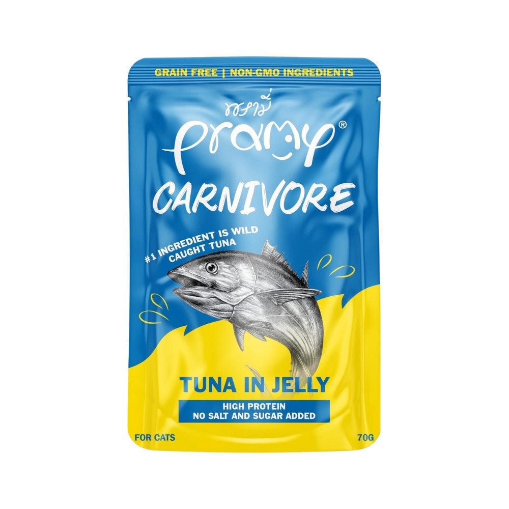 Pramy Carnivore [ยกโหล 12 ซอง] อาหารเปียกแมว เกรดพรีเมี่ยม กลูเตนฟรี ขนาด 70 กรัม