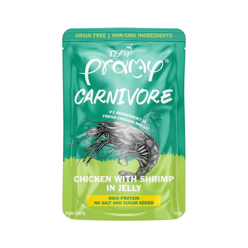 Pramy Carnivore [ยกโหล 12 ซอง] อาหารเปียกแมว เกรดพรีเมี่ยม กลูเตนฟรี ขนาด 70 กรัม