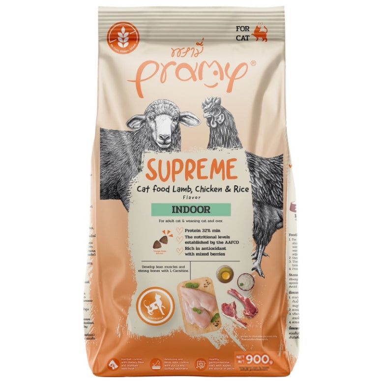 Pramy Supreme อาหารเม็ดแมว สำหรับลูกแมวและแมวโต และสูตรใหม่ ขนาด 800 กรัม - 1 กิโลกรัม
